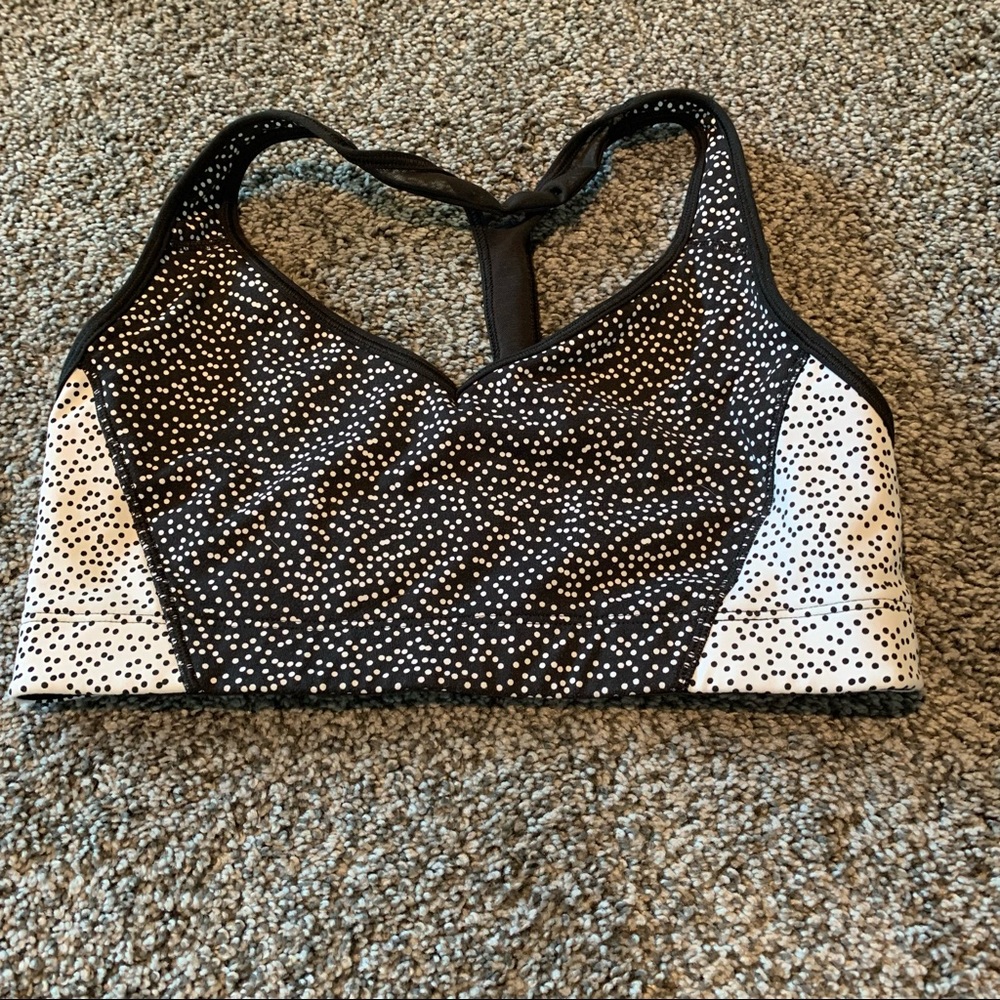 Victoria Secret Sports Bra black and white polka dots M